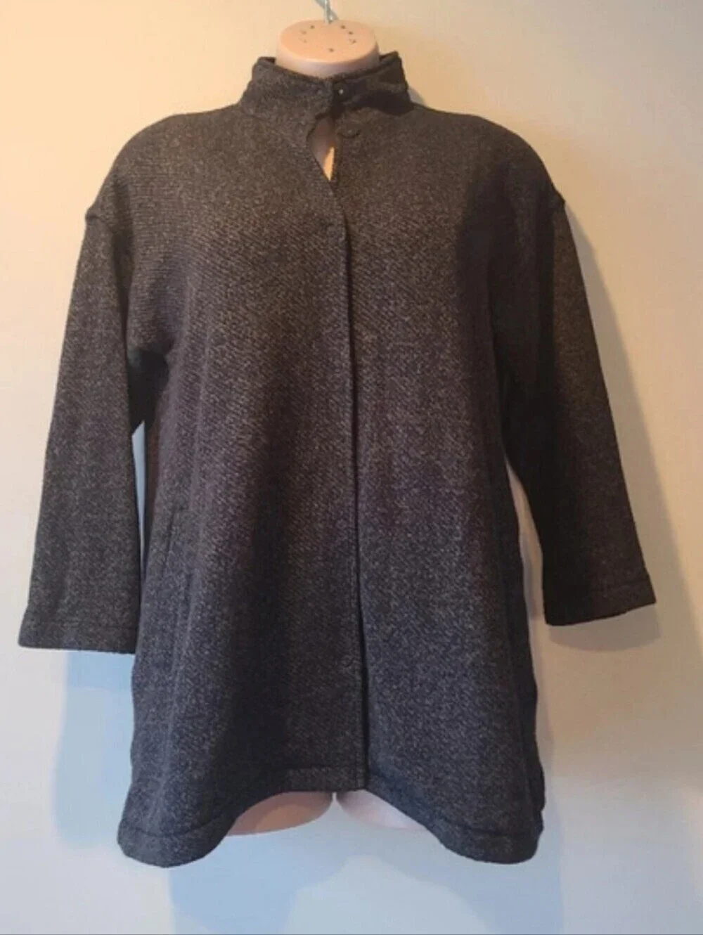 Elleen Fisher Organic Cotton Stand Collar women's jacket size L unlined